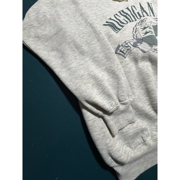 Vintage 90s Michigan State Hoodie Sweatshirt Men's XL Heather Gray Retro Heavy - Picture 12 of 15